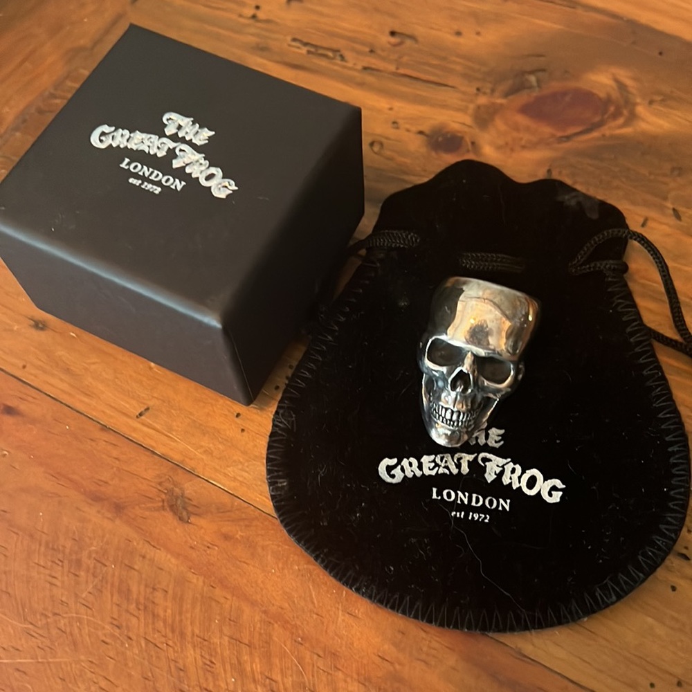 SOLD Large silver skull ring from The Great Frog. Size 10.